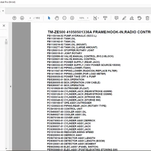Tadano TM-ZE500 41050501336A FRAME/HOOK-IN,RADIO CONTROL(U) Parts Manual PDF