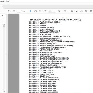 Tadano Crane TM-ZE500 41050501374A FRAME/PRIM ECO(U) Parts Manual PDF