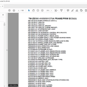 Tadano Crane TM-ZE500 41050501375A FRAME/PRIM ECO(U) Parts Manual PDF
