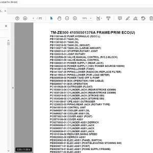 Tadano Crane TM-ZE500 41050501376A FRAME/PRIM ECO(U) Parts Manual PDF