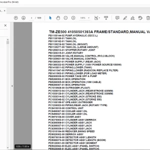 Tadano TM-ZE500 41050501393A FRAME/STANDARD,MANUAL Parts Manual PDF