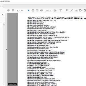 Tadano TM-ZE500 41050501395A FRAME/STANDARD,MANUAL VALVE(U) Parts Manual PDF