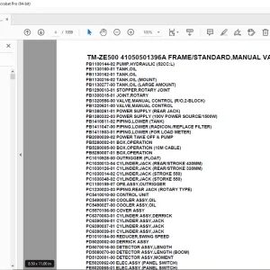 Tadano TM-ZE500 41050501396A FRAME/STANDARD,MANUAL VALVE(U) Parts Manual PDF
