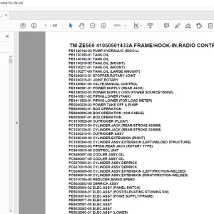 Tadano TM-ZE500 41050501433A FRAME/HOOK-IN,RADIO CONTROL(U) Parts Manual PDF