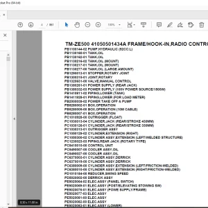 Tadano MTM-ZE500 41050501434A FRAME/HOOK-IN, Parts Manual PDF