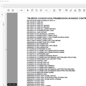 Tadano Crane TM-ZE500 41050501435A FRAME/HOOK-IN, Parts Manual PDF