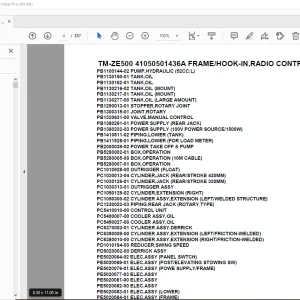Tadano TM-ZE500 41050501436A FRAME/HOOK-IN,RADIO CONTROL(U) Parts Manual PDF