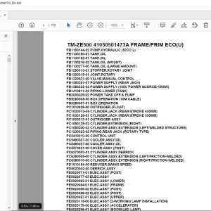 Tadano Crane TM-ZE500 41050501473A FRAME/PRIM ECO(U) Parts Manual PDF