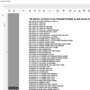 Tadano TM-ZE500 41050501534A FRAME/POWER SLIDE,HOOK-IN, Parts Manual PDF