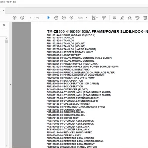 Tadano TM-ZE500 41050501535A FRAME/POWER SLIDE,HOOK-IN Parts Manual PDF