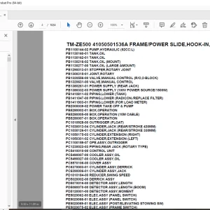 Tadano TM-ZE500 41050501536A FRAME/POWER SLIDE,HOOK-IN,Parts Manual PDF