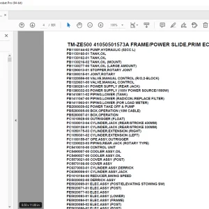 Tadano TM-ZE500 41050501573A FRAME/POWER SLIDE,PRIM ECO Parts Manual PDF