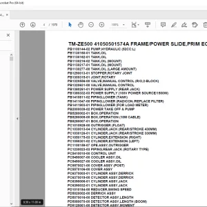 Tadano TM-ZE500 41050501574A FRAME/POWER SLIDE,PRIM ECO Parts Manual PDF