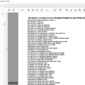 Tadano Crane TM-ZE500 41050501575A FRAME/POWER SLIDE,PRIM ECO Parts Manual PDF