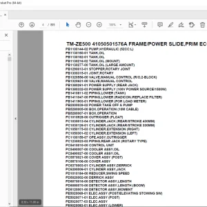 Tadano TM-ZE500 41050501576A FRAME/POWER SLIDE,PRIM ECO Parts Manual PDF