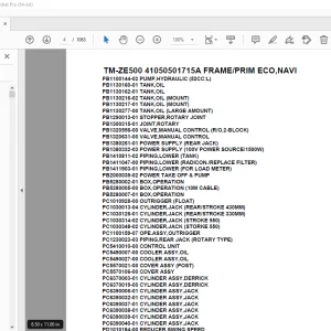 Tadano Crane TM-ZE500 41050501715A FRAME/PRIM ECO,NAVI Parts Manual PDF