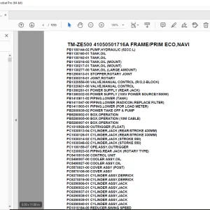 Tadano Crane TM-ZE500 41050501716A FRAME/PRIM ECO,NAVI Parts Manual PDF