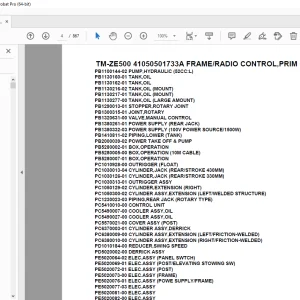 Tadano TM-ZE500 41050501733A FRAME/RADIO CONTROL  Parts Manual PDF