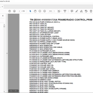 Tadano Crane TM-ZE500 41050501735A FRAME/RADIO CONTROL Parts Manual PDF