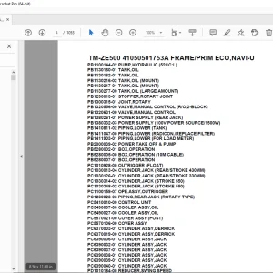 Tadano Crane TM-ZE500 41050501753A FRAME/PRIM ECO,NAVI-U Parts Manual PDF