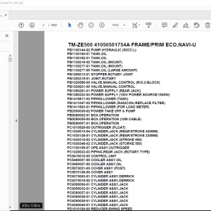 Tadano Crane TM-ZE500 41050501754A FRAME/PRIM ECO,NAVI-U Parts Manual PDF