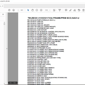 Tadano TM-ZE500 41050501755A FRAME/PRIM ECO,NAVI-U Parts Manual PDF
