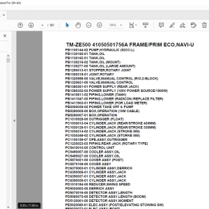 Tadano Crane TM-ZE500 41050501756A FRAME/PRIM ECO,NAVI-U Parts Manual PDF