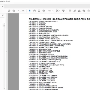 Tadano TM-ZE500 41050501814A FRAME/POWER SLIDE,PRIM ECO,NAVI Parts Manual PDF
