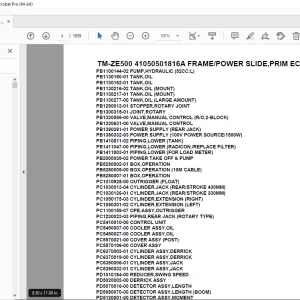 Tadano TM-ZE500 41050501816A FRAME/POWER SLIDE,PRIM ECO,NAVI Parts Manual PDF