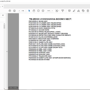 Tadano Crane TM-ZE500 41050502005A BOOM/5 SECT. Parts Manual PDF