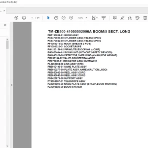 Tadano Crane TM-ZE500 41050502006A BOOM/5 SECT.LONG Parts Manual PDF