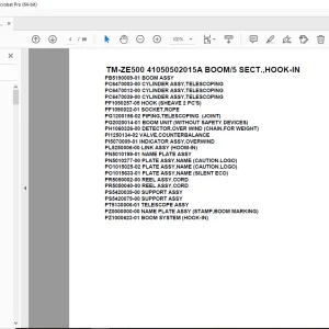 Tadano Crane TM-ZE500 41050502015A BOOM/5 SECT.,HOOK-IN Parts Manual PDF