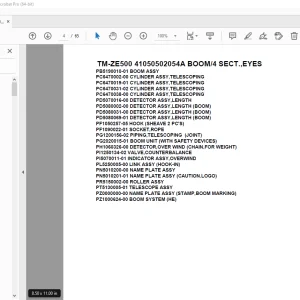 Tadano Crane TM-ZE500 41050502054A BOOM/4 SECT.,EYES Parts Manual PDF