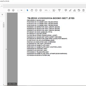 Tadano Crane TM-ZE500 41050502055A BOOM/5 SECT.,EYES Parts Manual PDF