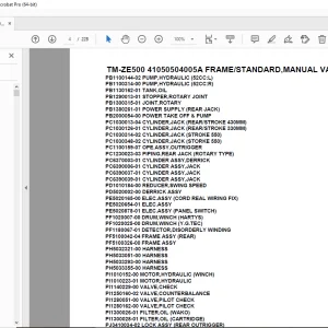 Tadano TM-ZE500 41050504005A FRAME/STANDARD,MANUAL VALVE Parts Manual PDF