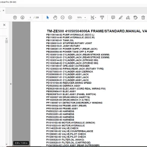 Tadano TM-ZE500 41050504006A FRAME/STANDARD,MANUAL VALVE Parts Manual PDF