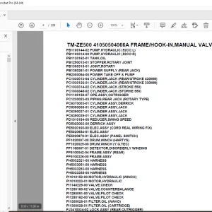 Tadano TM-ZE500 41050504066A FRAME/HOOK-IN,MANUAL VALVE Parts Manual PDF