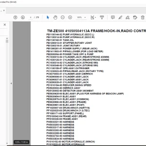 Tadano TM-ZE500 41050504113A FRAME/HOOK-IN,RADIO CONTROL Parts Manual PDF