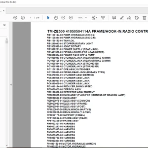 Tadano TM-ZE500 41050504114A FRAME/HOOK-IN,RADIO CONTROL, Parts Manual PDF