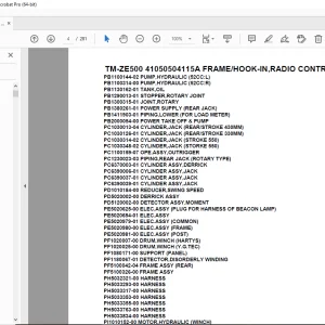 Tadano TM-ZE500 41050504115A FRAME/HOOK-IN,RADIO CONTROL Parts Manual PDF