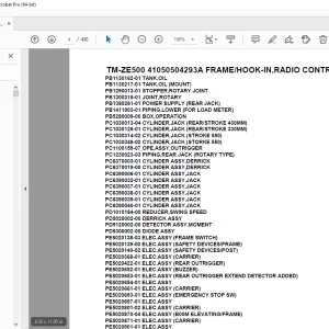 Tadano TM-ZE500 41050504293A FRAME/HOOK-IN,RADIO CONTROL Parts Manual PDF