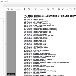 Tadano TM-ZE500 41050504294A FRAME/HOOK-IN,RADIO CONTROL Parts Manual PDF