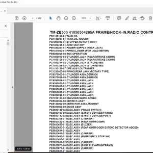 Tadano TM-ZE500 41050504295A FRAME/HOOK-IN,RADIO CONTROL Parts Manual PDF