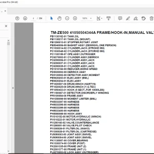 Tadano  TM-ZE500 41050504344A FRAME/HOOK-IN,MANUAL VALVE Parts Manual PDF