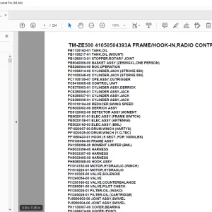 Tadano Crane TM-ZE500 41050504393A FRAME/HOOK-IN, Parts Manual PDF