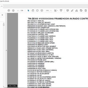 Tadano TM-ZE500 41050504394A FRAME/HOOK-IN,RADIO CONTROL Parts Manual PDF