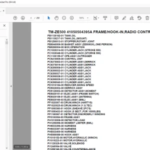 Tadano TM-ZE500 41050504395A FRAME/HOOK-IN,RADIO CONTROL Parts Manual PDF