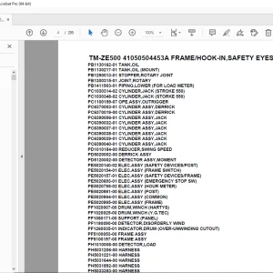 Tadano TM-ZE500 41050504453A FRAME/HOOK-IN,SAFETY EYES Parts Manual PDF