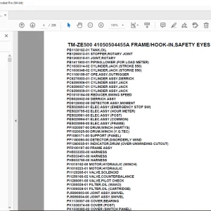 Tadano Crane TM-ZE500 41050504455A FRAME/HOOK-IN,SAFETY EYES Parts Manual PDF