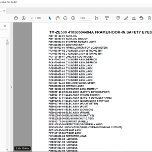 Tadano TM-ZE500 41050504494A FRAME/HOOK-IN,SAFETY EYES Parts Manual PDF